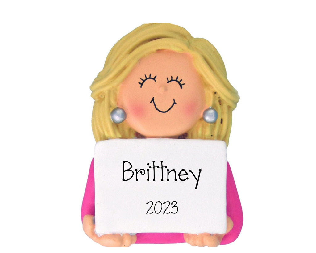 Personalized Blonde First Ears Pierced ~ Girls First Earrings Ornament ~ Ear Piercing Ornament ~ First Piercing Daughter