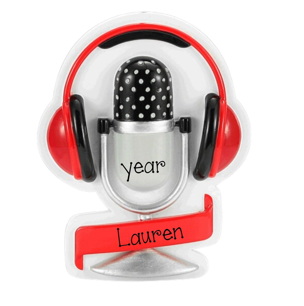 Podcast Personalized Christmas Ornament ~ Livestream ~ Audio cast ~ Audio Streaming ~ Microphone Ornament ~ Headphones ~ Audio Recording