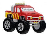 Personalized RED MONSTER TRUCK Ornament~Christmas Ornaments~Hand Personalized Ornament~Boy Ornament~Toddler Ornament