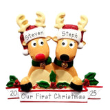 Personalized First Christmas Ornament Couple ~ Cute Reindeer Couple Ornament ~ Personalized Christmas Ornament ~ Our 1st Christmas Ornament