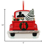 Personalized Newlyweds Red Truck Ornament ~ Silhouette Couple in Red Truck ~ First Fresh Cut Christmas ~ Our First Christmas Ornament