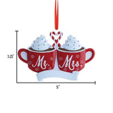 Personalized Mr & Mrs Hot Cocoa Mug Ornament~Our 1st Christmas Ornament~Wedding Couple ornament~First Christmas Married-Hot Cocoa Mug Couple