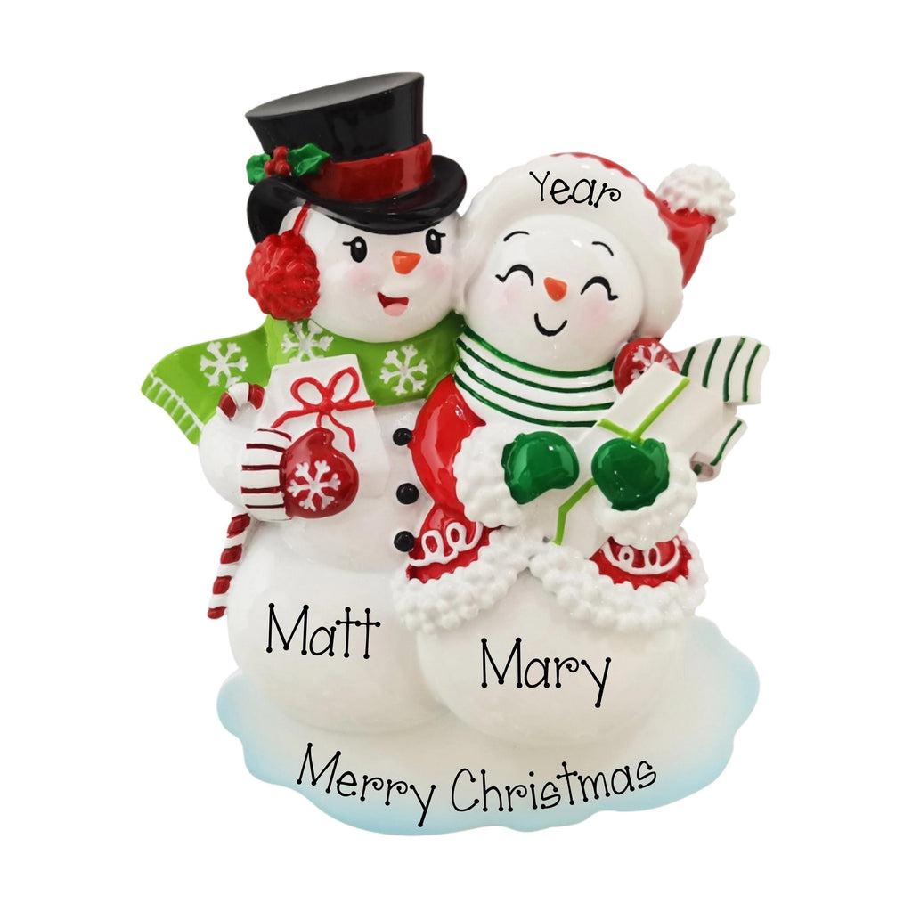 Personalized Snowman Couple Christmas Ornament~Our First Christmas Ornament~Happy Snowman Couple Ornament~1st Christmas Together Ornament