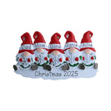 Gnome Family of 5 Personalized Christmas Ornament ~ Family of 5 Ornament ~ Five Family Members ~ 5 Grandkids~Single Parent
