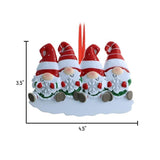 Gnomes Family of 4 Gnome Christmas Ornament ~ Family of Four People Gnomes Gift ~ Custom Name Year