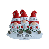 Family of 3 Personalized Gnome Christmas Ornament ~ Our First Christmas as Family Of 3 Ornament ~ Custom Christmas Gnome Ornament