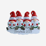 Gnomes Family of 4 Gnome Christmas Ornament ~ Family of Four People Gnomes Gift ~ Custom Name Year