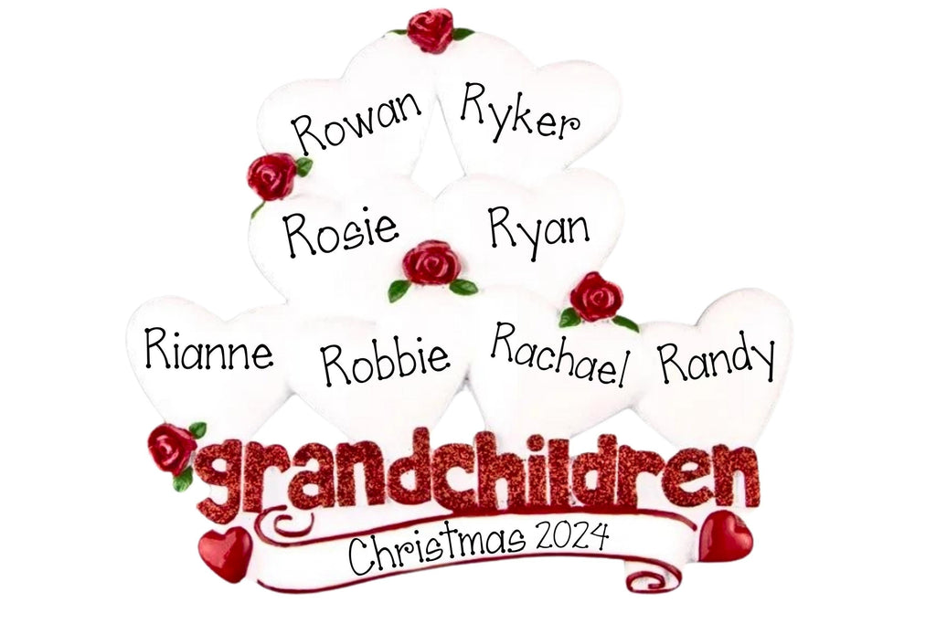 Personalized Grandparents of 8 Christmas Ornament~8 Hearts Grandchildren Ornament~First Time Grandparents Gifts~Grandama and Grandpa~Nana