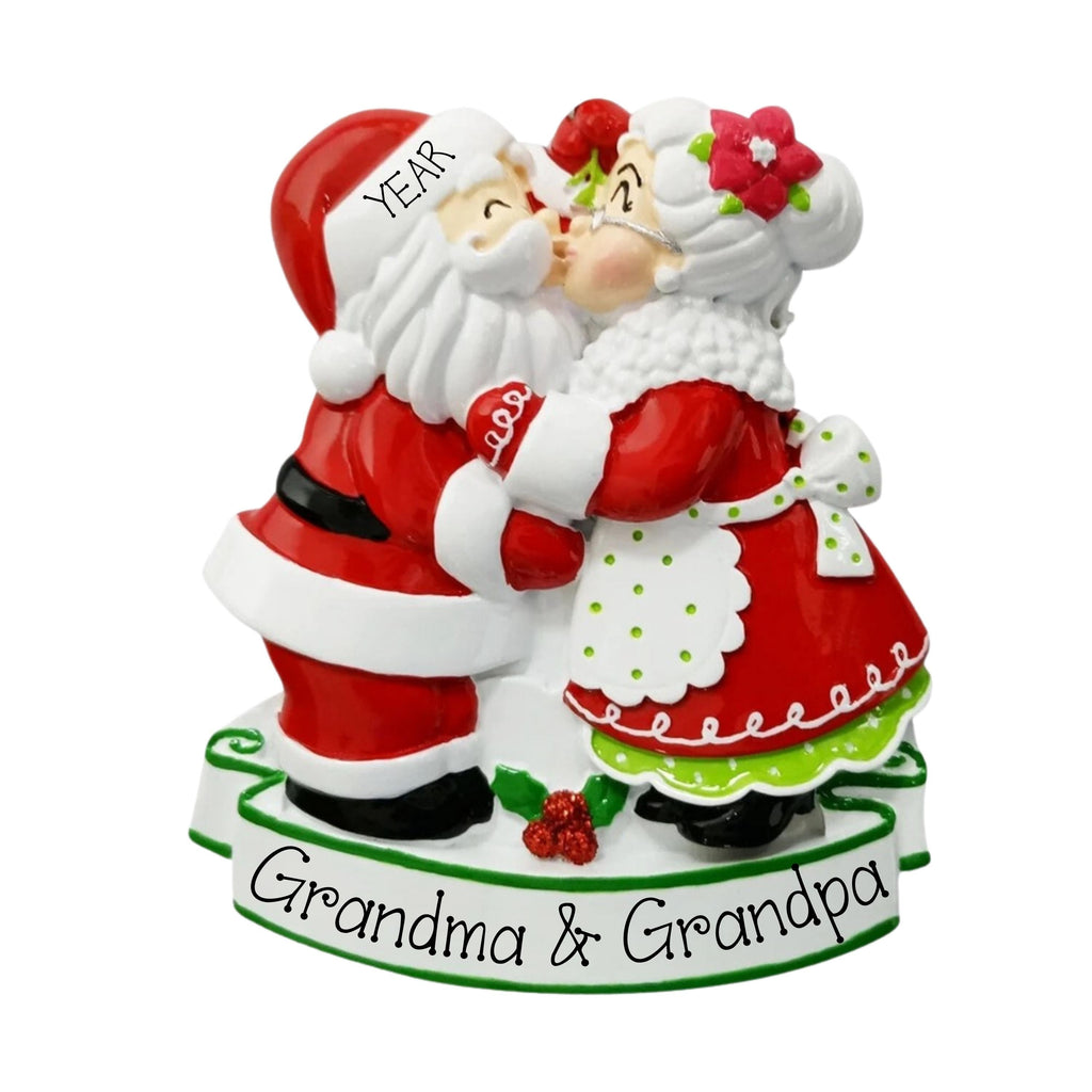 Personalized First Christmas Ornament Couple ~ Santa & Mrs Claus Kissing ~ First Christmas Together ~ Santa Couple ~ Grandma and Grandpa