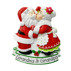Personalized First Christmas Ornament Couple ~ Santa & Mrs Claus Kissing ~ First Christmas Together ~ Santa Couple ~ Grandma and Grandpa