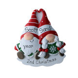 Personalized Gnome Couple Christmas Ornament~Our First Christmas Gnome Couple ~ Gnome Couple with Red Hats~Our 2nd Christmas Together
