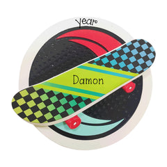 Personalized Skateboard Ornament ~ Skateboarder Gift ~ Skateboard Ornament ~ Green Skateboard ~ Skateboarding Ornament ~ Personalized Gift