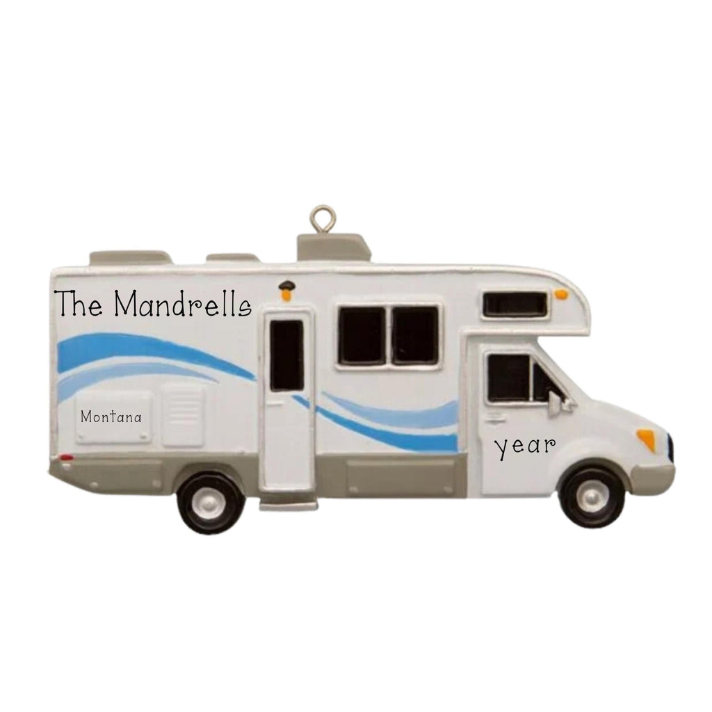 Personalized RV Ornament~Camper Ornament~Personalized Camping Vacation Ornament~Motorhome Ornament~Retirement Ornament