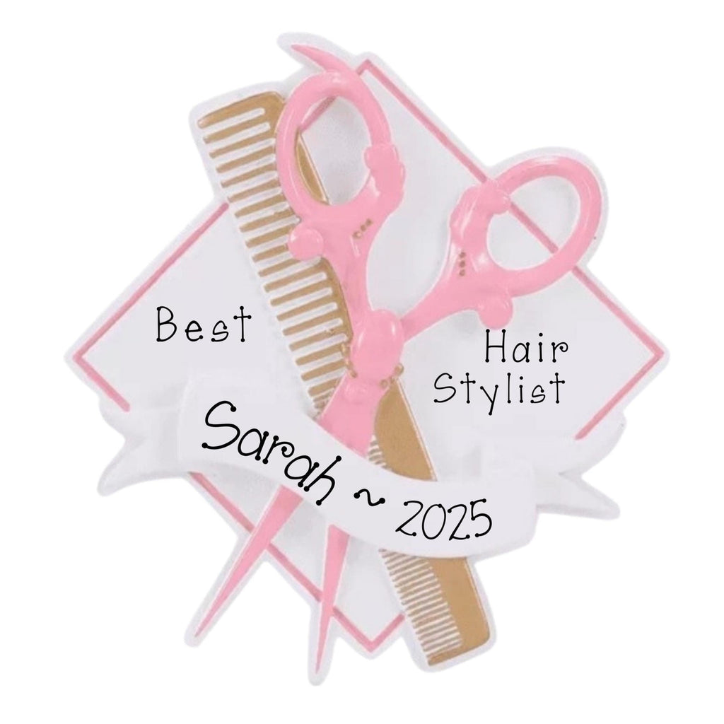 Hair Stylist Personalized Ornament~Scissors Ornament~Hairdresser Christmas Ornament~Beautician Ornament~Cosmetology Ornament~Hair Salon