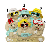 Family of 6 Personalized Sand Family Ornament ~ Personalized Family Ornament ~ Christmas Beach Ornament ~ Family of 6 Beach vacation