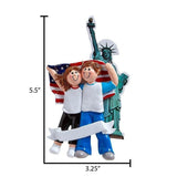 Couples in New York City Personalized Ornament ~ Statue of Liberty ~ New York Christmas Ornament ~ Trip To The Big Apple ~ NYC Ornament