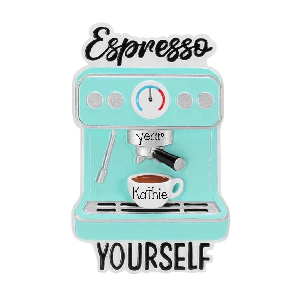 Personalized Espresso Yourself Christmas Ornament ~ Espresso Maker Ornament ~ Coffee Ornament ~ Coffee Lover Ornament ~ barista Ornament