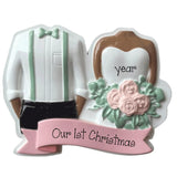 African American Wedding Couple Ornament ~Just Married Ornament ~ Ethnic Personalized Wedding Ornament ~ Bride And Groom Ornament Gift