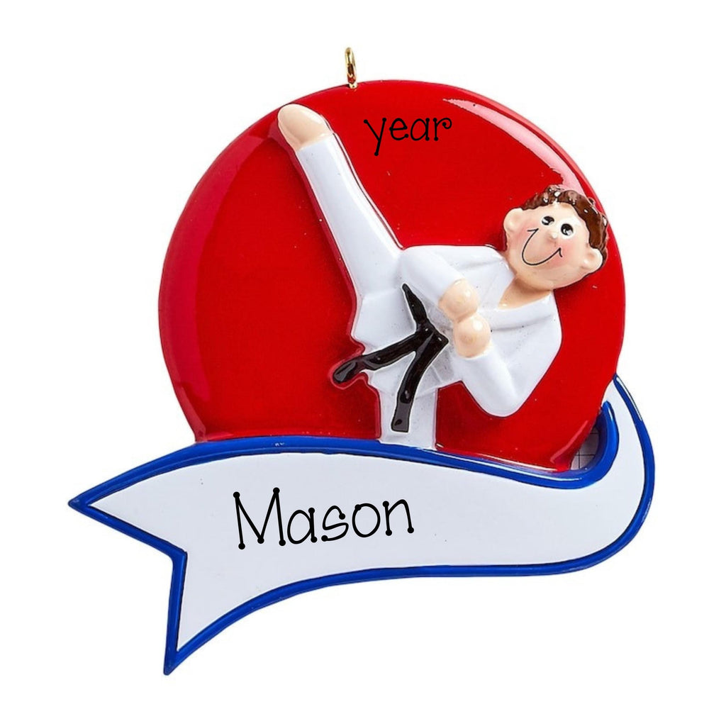 Personalized Male Martial Arts Ornament ~ Karate Ornament ~ Taekwondo Ornament ~ Jiu Jitsu ~ Karate Boy Red ~Martial Arts Ornaments for Boys
