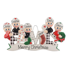 Family of 5 Personalized Christmas Ornament ~ Modern Family Of 5