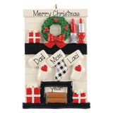Personalized family of 3 Mantle Ornament~3 stockings on Mantle~Personalized Christmas Ornament~Hand Personalized Ornament~Fireplace Ornament