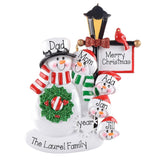 Family of 5 Lamppost Personalized Christmas Ornament ~ Family of 5 Snowman Ornament ~ Classic Snowman Christmas Ornament ~ Grandparents Gift
