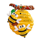Personalized Honey Bee Couple Ornament ~ Honey Bees Couple Christmas Ornament ~ Bee Hive~Family Of 2 Custom Ornament~Beekeeper Gift ~ Honey