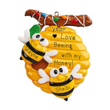Personalized Honey Bee Couple Ornament ~ Honey Bees Couple Christmas Ornament ~ Bee Hive~Family Of 2 Custom Ornament~Beekeeper Gift ~ Honey