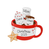 Family of 3 Personalized Marshmallow Christmas Ornament ~ Family of 3 Hot Chocolate Mug  ~ 3 Grandkids ~ 3 Friends ~ Single Parent Ornament
