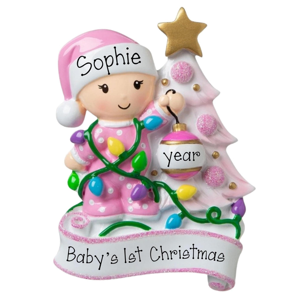 Baby's Girl 1st Christmas Personalized Ornament ~ Baby Girl's First Christmas Ornament ~Child Decorating Tree ~ Toddler Ornament