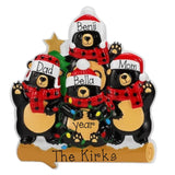 Family Of 4 Black Bears Personalized Christmas Ornament ~ Christmas Bears Ornament ~ Family Of Four ~ Personalized Gift ~ Black Bear Family