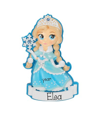 Personalized Ice Princess Ornament ~Blonde Princess Christmas Ornament ~ Girly Ornaments ~ Blue Dress Princess Ornament