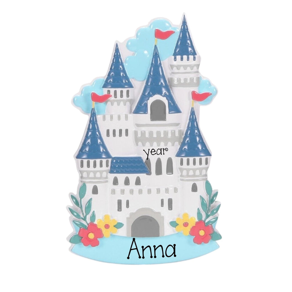 Blue Ice Castle Personalized Christmas Ornament
