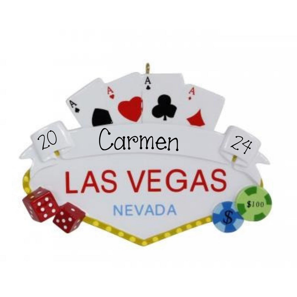 Las Vegas Ornament ~  Las Vegas Nevada Ornament ~ Casino Personalized Ornament ~ Wedding Ornament ~ Gambling Ornament ~What Happens in Vegas
