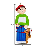 Personalized Boy and Brown Dog Christmas Ornament ~ Brown Puppy Personalized Pet Ornament ~ A Boy and his Dog Ornament ~ Dog Dad Ornament