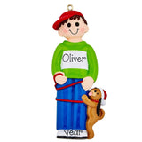 Personalized Boy and Brown Dog Christmas Ornament ~ Brown Puppy Personalized Pet Ornament ~ A Boy and his Dog Ornament ~ Dog Dad Ornament