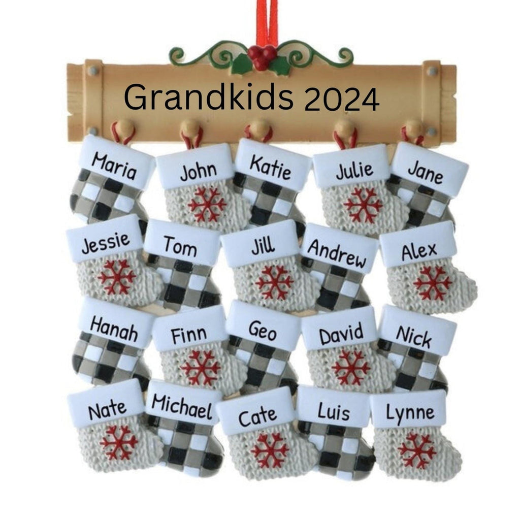 20 Grandkids Personalized Christmas Ornament ~ Christmas Stockings for Family of 20 ~ 20 Grandchildren~Grand Parent Gift