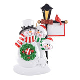 Family of 3 Lamppost Personalized Christmas Ornament ~ Family of 3 Snowman Ornament ~ Classic Snowman Christmas Ornament ~ Grandparents Gift