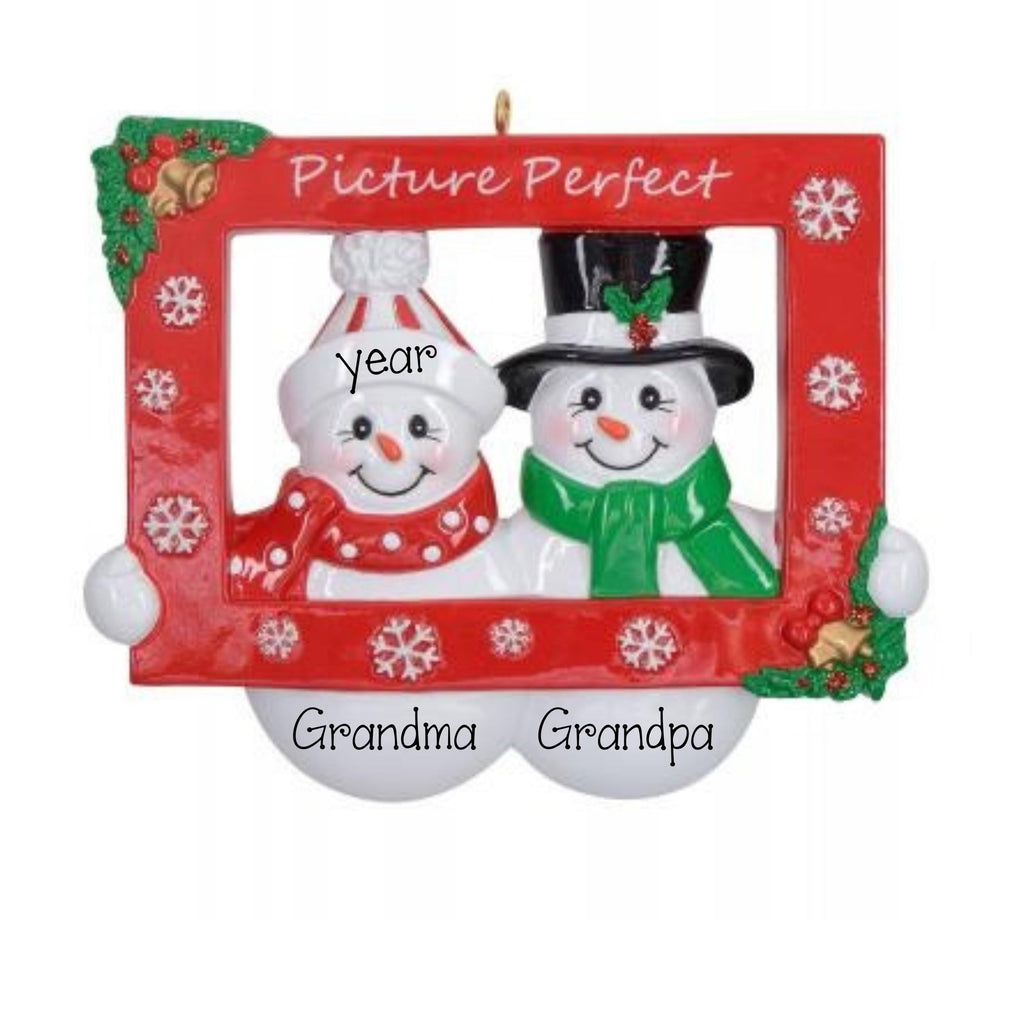 Personalized SNOWMAN COUPLE Ornament~Picture Perfect Christmas Ornaments~Our 1st christmas Ornament~Snowman Couple Holding Picture Frame