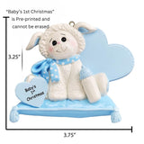 Personalized Baby's First Christmas Ornament ~ Lamb Baby Boy First Ornament ~ Blue Baby Sheep Baby Ornament ~ Baby Shower Gifty)