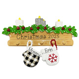 Couple Mitten Personalized Christmas Ornament ~ 2 Family Ornament ~ 2 Mittens hanging from a Mantel Ornament ~ 2Grandkids ~ 2 Best Friends