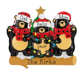Family Of 3 Black Bears Personalized Christmas Ornament ~ Christmas Bears Ornament ~ Family Of Three ~ Personalized Gift ~ Black Bear Family
