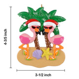Personalized Flamingo Ornament ~ Two Flamingo on a Beach Christmas Ornament ~ Flamingo Couple Tropical Vacation ~ Couple Caribbean Vacation