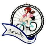 Personalized Female Biker Ornament ~ Girl Riding a Bicycle Christmas Ornament ~ Bike Ornament ~ New Bike