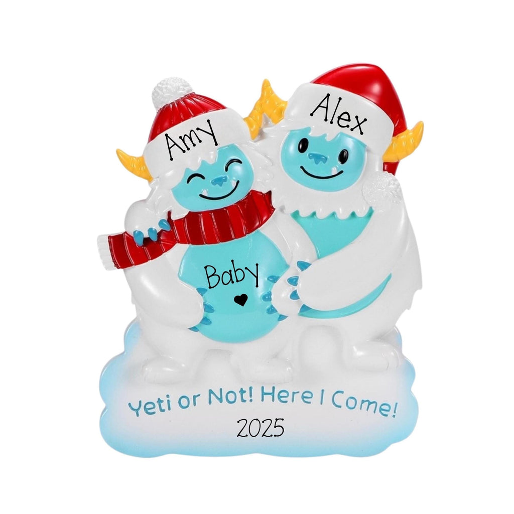 Personalized Expecting Yeti Couple Ornament ~ Expecting Couple Ornament ~ Christmas Ornaments ~ Hand Personalized ~ Expecting