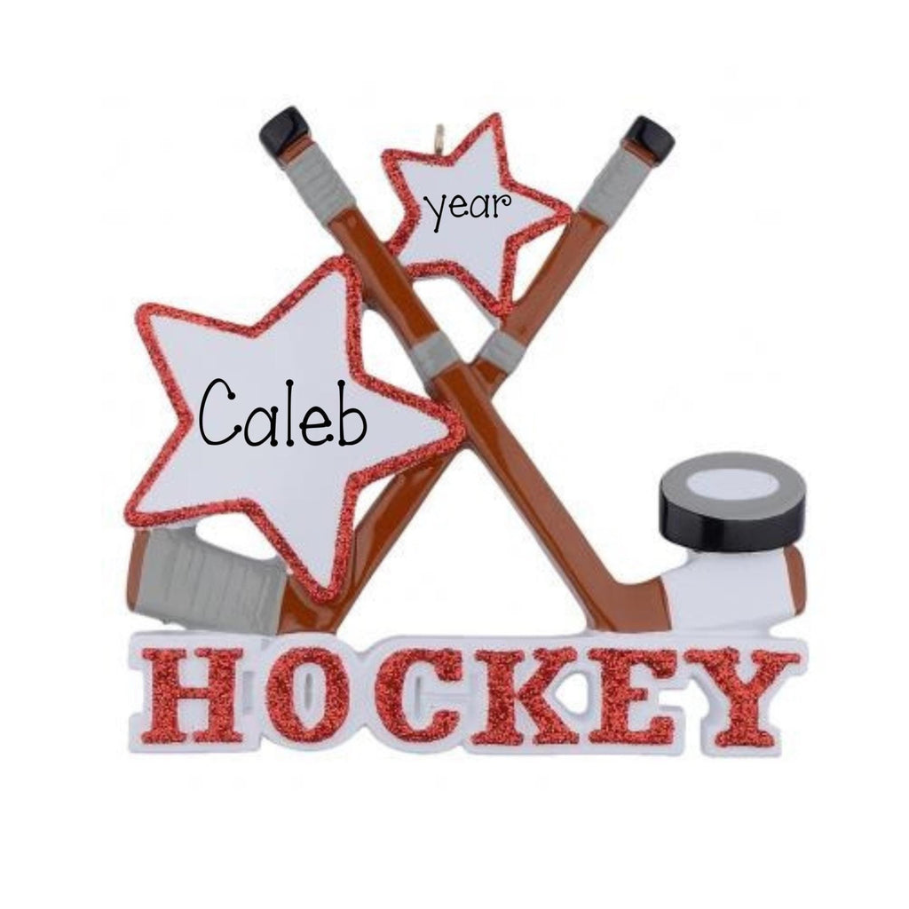 Personalized Hockey w/ Stick & Shoes ~ Sports Ornament