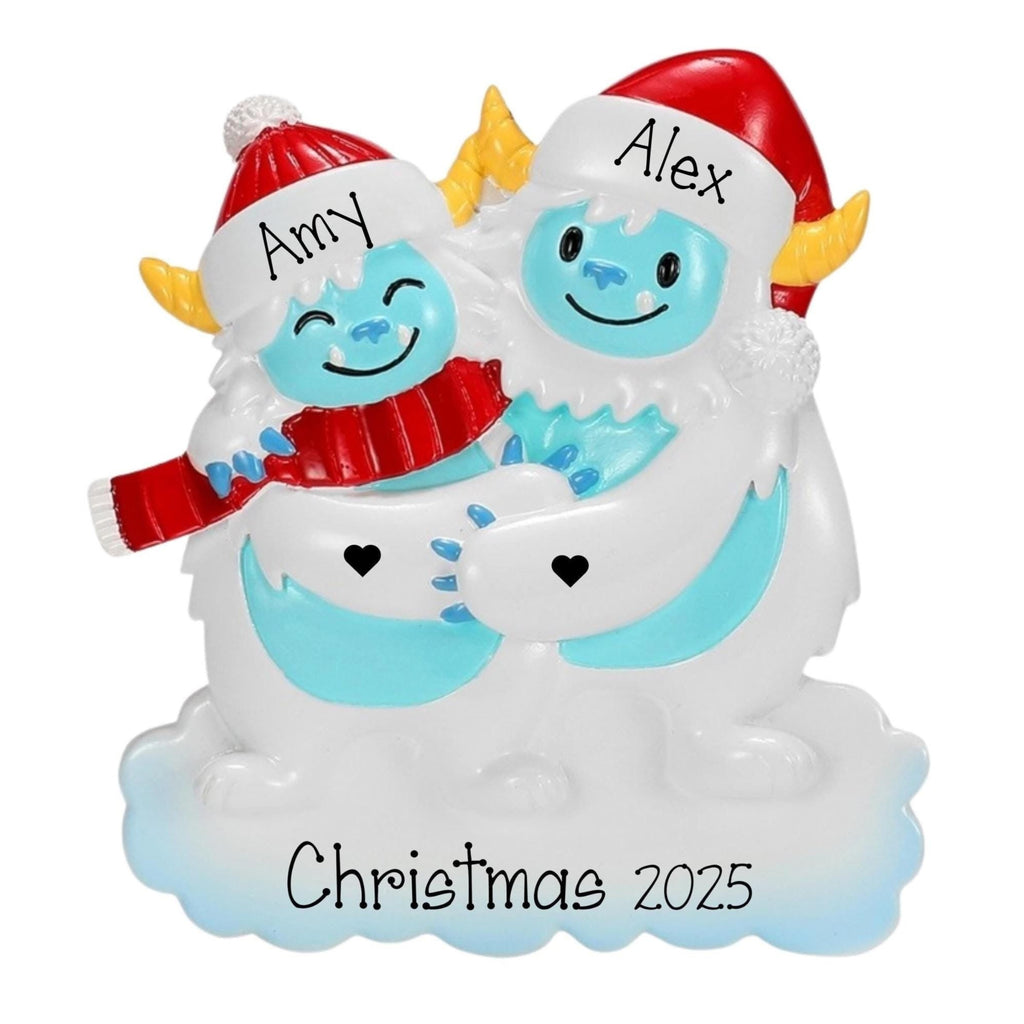 Yeti Couple Personalized Christmas Ornament ~ Family of 2 Yeti Ornament ~ Siblings Ornament ~ Personalized Gift ~ Customized Ornament