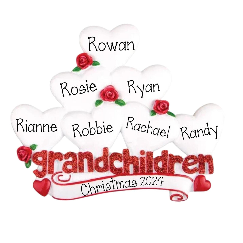 Personalized Grandparents of 7 Christmas Ornament~7 Hearts Grandchildren Ornament~First Time Grandparents Gifts~Grandama and Grandpa~Nana