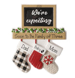 We're Expecting Couple's Personalized Christmas Ornament ~ 3 Hanging Stockings on a Mantle ~ Pregnancy Announcement~ Expecting Parents