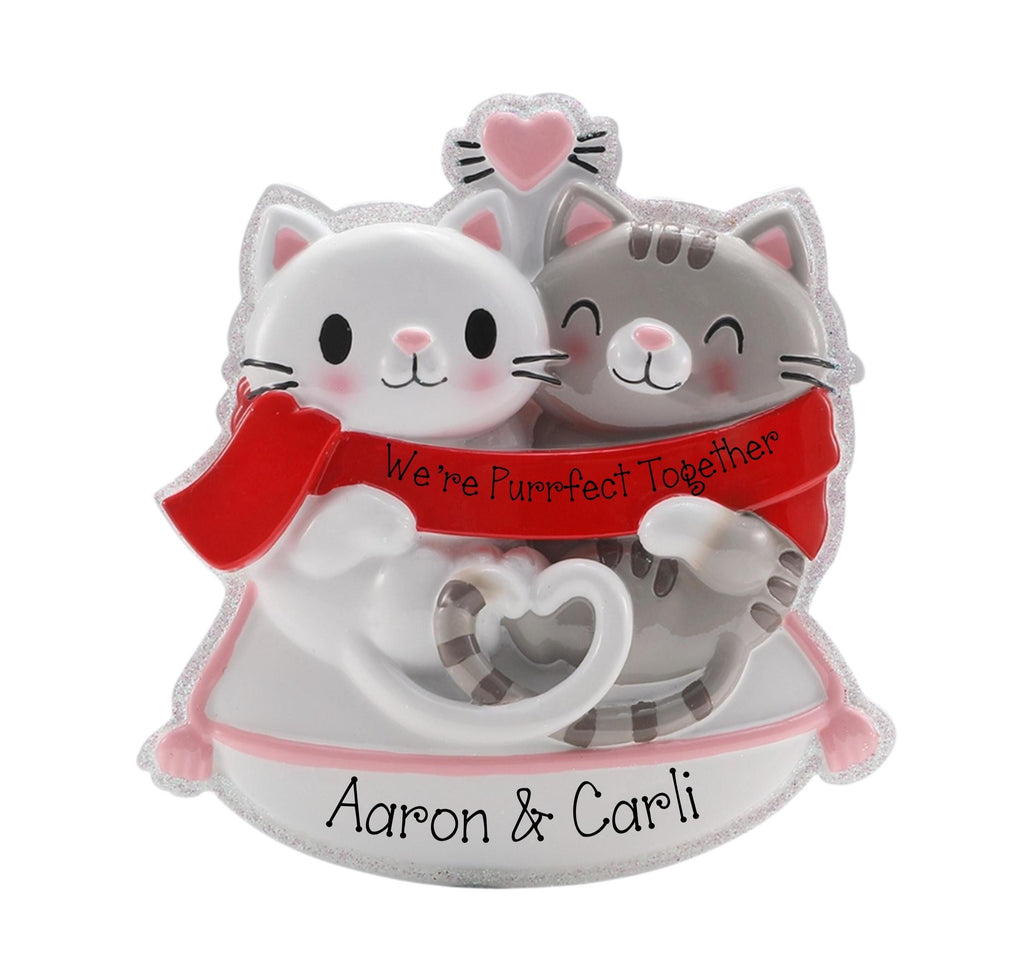 Personalized Cat Couple Christmas Ornament ~ Kitty Couple Christmas Ornament ~ Cut Cate Couple ~ Cute Cat Gift